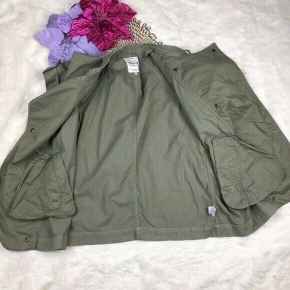 Madewell Utility Moto Jacket Short Sleeve Olive Green XS S Oversized Urban Chic - Picture 4 of 5